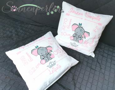 Geburtskissen Elefant Rosa